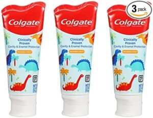 Colgate Kids 3.5 oz 3-Pack Dinosaurs Mild Bubble Fruit Flavor Toothpaste Fluoride Cavity & Enamel Protection