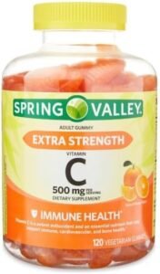 Spring Valley Extra Strength Vitamin C Dietary Supplement Vegetarian Gummies, Orange, 500 mg, 120 Ct, White